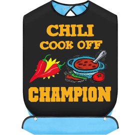 BWWKTOP Chili Cook Off Adult Bibs With Crumb Catcher Hot Chili Pepper Bib Adjustable Dining Clothing Protectors For Chili Chef (Chili Cook bib)