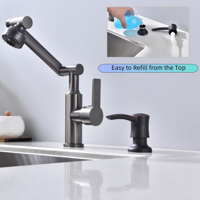 Rzoeox Deck Mounted Kitchen Soap Dispenser Oil Rubbed Bronze Built