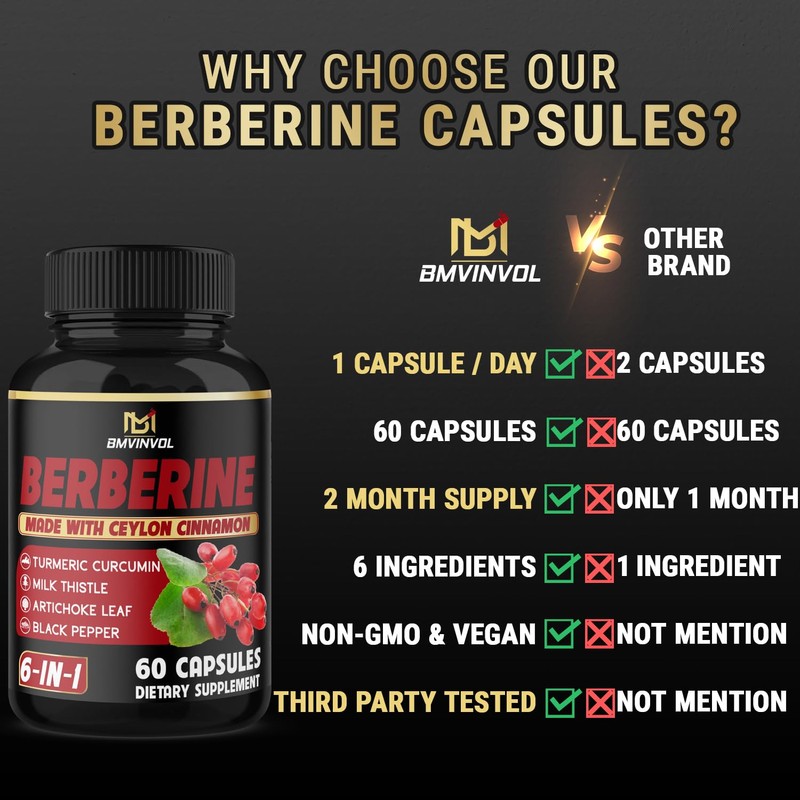 Berberine with Ceylon Cinnamon, Turmeric, Milk Thistle, Artichoke, Black Pepper