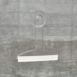 iDesign 22200 Shower Squeegee, Small Window Squeegee with Strong Suction Cup Made of Plastic, Practical Shower Screen Wiper with Wide Lip for Bathroom, Clear