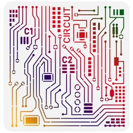 FINGERINSPIRE Circuit Board Stencil 11.8x11.8inch Reusable Mixed Media Stencils for Painting Large Size Electronic Sketch Stencils for Painting on Wall, Wood, Furniture, Fabric and Paper