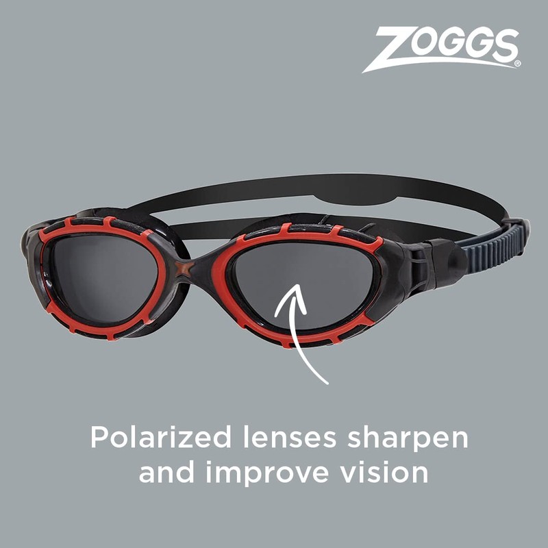 Zoggs Unisex Flex Smaller Fit Swimming Goggles, Red/Black/Smoke Polarized, Small