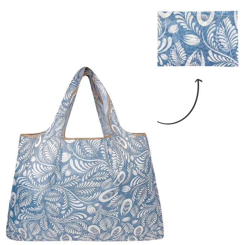 allydrew Large Foldable Tote Nylon Reusable Grocery Bags, Gray Ferns