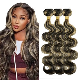 26 28 30 Vinmdonm P1B27 Highlight Bundles Human Hair Honey Blonde Body Wave 3 Bundles Two Tone Black Mixed With Honey Blonde Bundle