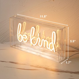Be Kind Neon Letters Sign Be Kind Sign Neon Table Sign Hangable Neon Wall Signs for Girls Room Decor Home Bedroom, Pub, Hotel, Beach, Cocktail, Christmas Gift (Warm White-Be Kind)