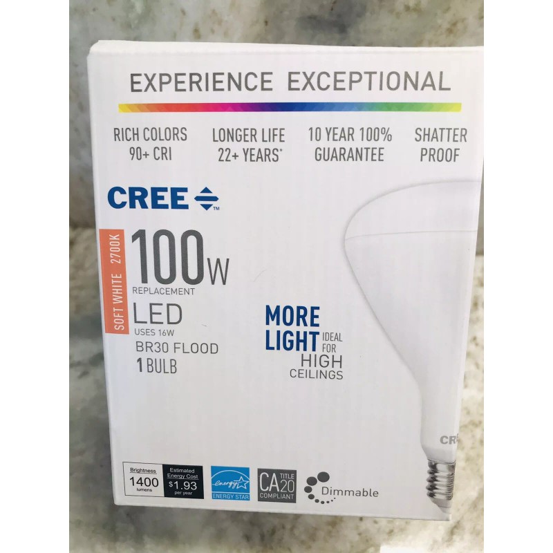 Cree 100W Equivalent Daylight (5000)BR30 Dimmable Light Quality LED Light