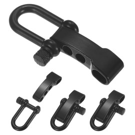 TIXIPEM Paracord Bracelet Shackle Buckle [4PCS] - Adjustable Metal U Bow Shackle Use for Survival Bracelets Belt & Outdoor Rope - [Black-Round Head] Screw Pin Anchor Buckles