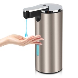 MEKOTRIN Automatic Soap Dispenser Stainless Steel Touchless 330ml Large Capacity for Bathroom Kitchen Ideal for Home Hotels (Silver)