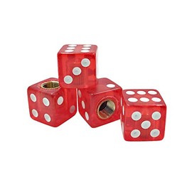 idain 4pcs Plastic Wheel Stem Tyre Air Valve Stem Caps Dice Shape Universal Stem Covers for Cars, SUVs, Bike, Trucks (Red)