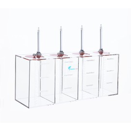 DEHAO Dehao Acryli Made Liquid Storage Bucket 4 Rooms 1.6 Gallons,Working with Dosing Pump,Auto Top Off System Reservoir Container