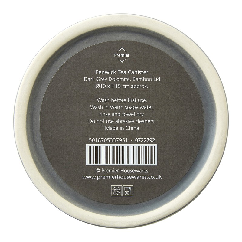 Premier Housewares Fenwick Tea Canister - Dark Grey
