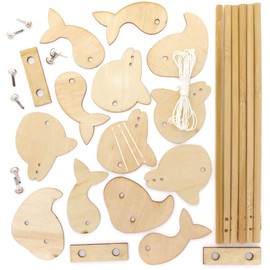 Baker Ross FE237 Diving Dolphin Wooden Puppet - Pack of 3, Wooden Crafts for Children to Decorate and Display, Kids Educational Activity