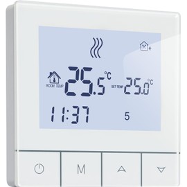 Beok Thermostat Underfloor Heating Water Thermostat Heating Digital Room Thermostat Underfloor Heating Programmable Wall Thermostat 230 V 3A TDS75-WP White