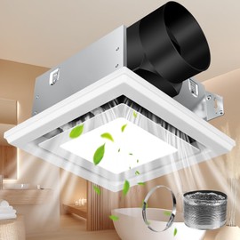 Gaciban Bathroom Exhaust Fan with Light, 110 CFM Bath Ventilation Fans with 1200lm LED Light 3CCT Selectable, Quiet 1.0 Sone Ceiling Mount Vent Fan Light Combo for Home/Bath/Offic/Warehouse
