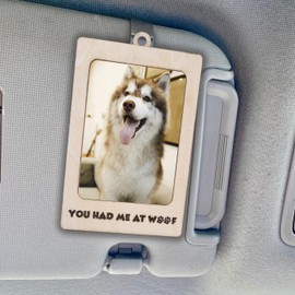 SOUTHLISA Car Visor Picture Frame, Wooden Visor Clip Photo Frame, Car Visor Picture Holder, Rear View Mirror Accessories Decor, Gift for Her,Him, Mom, Dad (You had me at woof)
