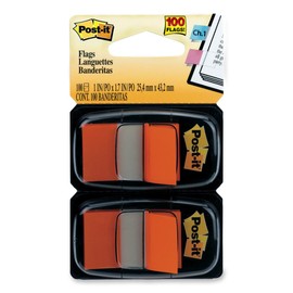 Post-it Standard Tape Flags in Dispenser, Orange, 100 pk