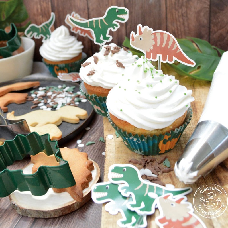 ScrapCooking 24 Dinosaur Cupcake Cases & Toppers 4905