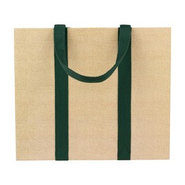 Caspari Jute And Twill Large Natural & Hunter Gift Bags - 4 Gift Bag Included