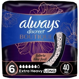Always Discreet Boutique Incontinence Pads, for Bladder Leaks, Extra Heavy Absorbency, Long L...