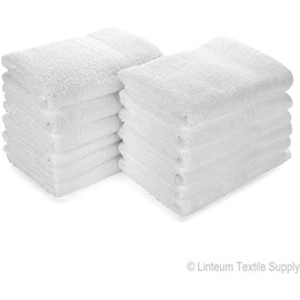 Linteum Textile Premium-Quality Hair Towel, Salon, Spa, Pool, Gym and Hospital Towels White 20x40 in, 100% Cotton 6 Pack – Absorbent and Plush