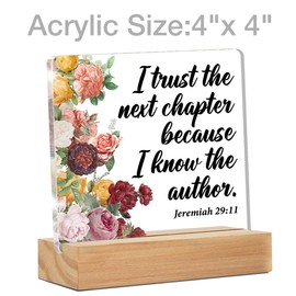 Motivational Graduation Gifts for Her, Christian College Graduation Gifts I Trust the Next Chapter Because I Know the Author Jeremiah 29:11 Clear Desk Decorative Sign for Home Decor