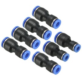 TA-VIGOR 7Pcs Pneumatic Push to Connect Fittings, 8mm to 6mm / 10mm to 6mm Quick Connect Pneumatic Fitting Set, Release Plastic Air Line Stem Reducer for Air Compressor, Black