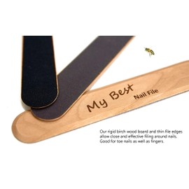 Nail File-MY BEST Manicure Pedicure Nail Files Fingers and Toes fine and Medium coarse Emery eco Sustainable Wooden Board