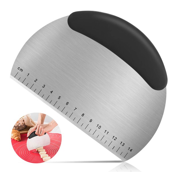 GWHOLE Dough Scraper, Stanless Steel Food Bench Scraper with Measuring