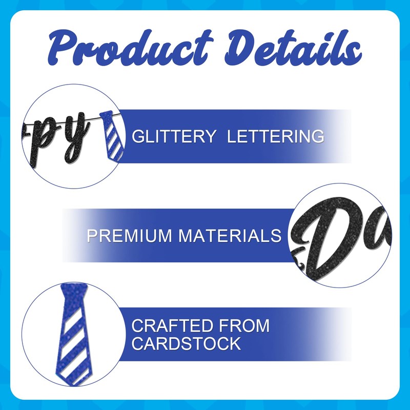 Happy Father’s Day Banner – Pre-Strung Black Letter Glitter Garland