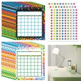 20Pcs Reward Chart for Children Behaviour, Star Stickers for Reward Chart, Rewards Charts Behaviour with 300Pcs Star Stickers, Sticker Charts, Motivate Responsibility and Good Behavior fit Classroom