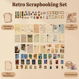 Set di 200 adesivi vintage per scrapbook Supplies Scrapbook Stickers, creativi fai da te come carta per scrapbook e accessori per diari, per bullet journal, diario, laptop e valigetta