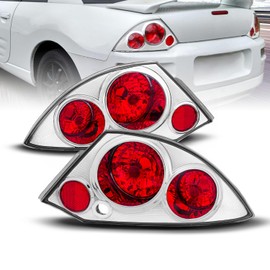 AmeriLite Euro Chrome Replacement Brake Tail Lights Set For 2000-2005 Mitsubishi Eclipse - Passenger and Driver Side