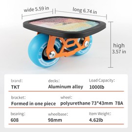 TKT Aluminum Plate Freeskates - Skillful Free Skates Split Skateboard - High End Bearings with PU Wheels