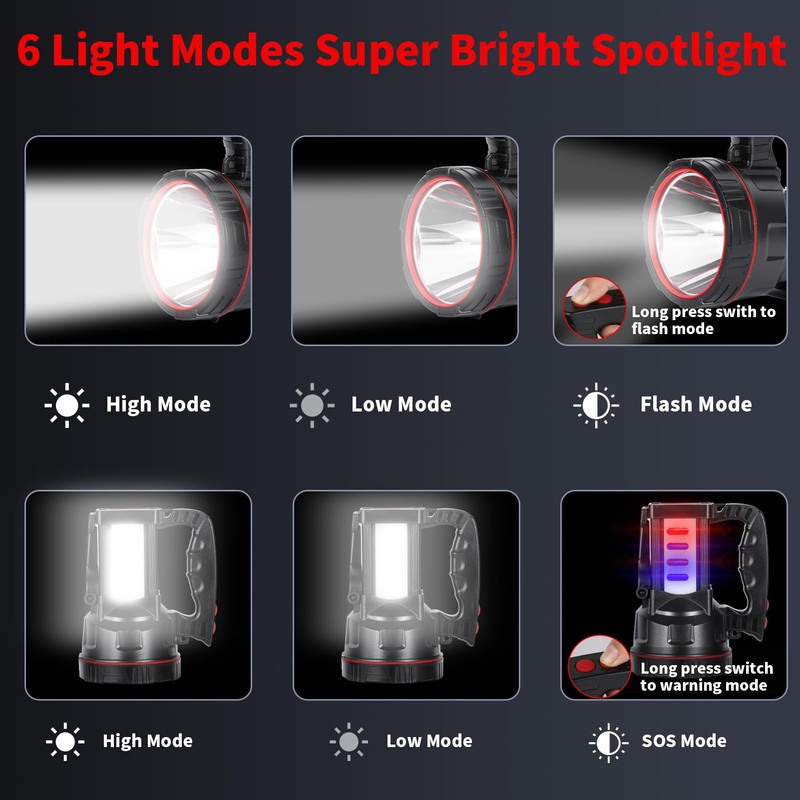 Vanvale Superbright LED Handheld Searchlight Tactical Waterproof Spotlight High Power
