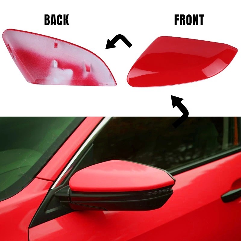 Left Driver Side Red Door Wing Mirror Cap Cover For