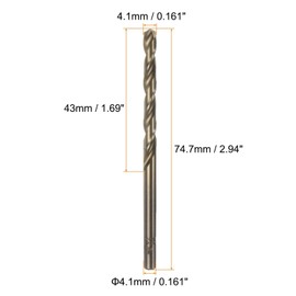 TOP-VIGOR 10Pcs 4.1mm Cobalt Jobber Drill Bits, M35 High Speed Steel HSS Twist Dril Bit Tool with Straight Shank for Drilling Hardened Metal, Stainless Steel, Cast Iron, Wood and Plastic