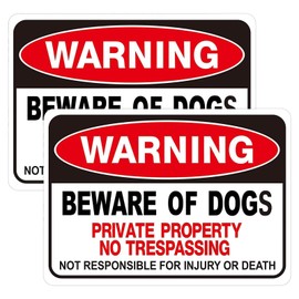 2 Pack Beware of the Dog Sign, 12x8Inchs Beware of the Dogs Signs Outdoor Gate,Weatherproof Outdoor Reflective Aluminium Metal Beware Dogs Sign for Gates or Fence Door