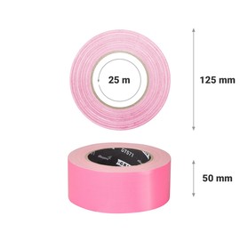 GRIP Eventbasics Fabric Tape, Pink, 50 mm x 25 m, Coloured Gaffa Tape GT 571, Very High Adhesion, Professional Fabric Tape for Marking, Crafts, Attaching, Repairing and much more. Indoor and Outdoor