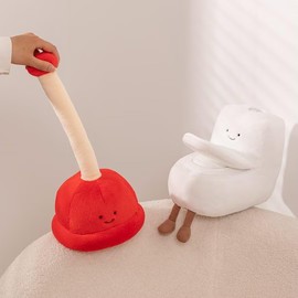 MUALML Cute Toilet Plunger Plush Toy, Cute Bathroom Decor for Adults & Kids, Novelty Throw Plush Pillow Fun Decorative Pillows for Bed Sofa Bedroom