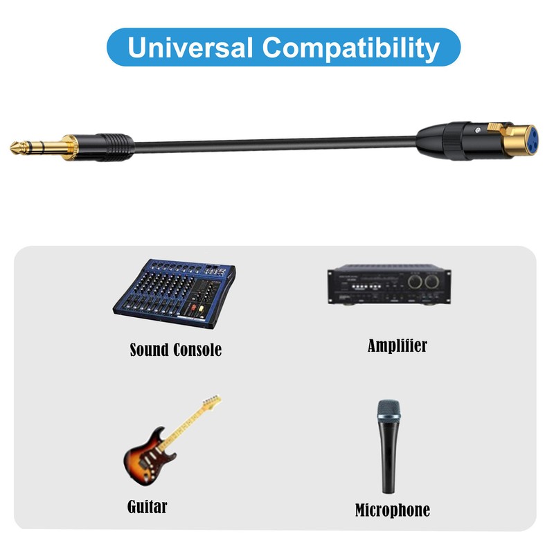XLR to 6.35mm Cable Female to Male Gold Plated XLR