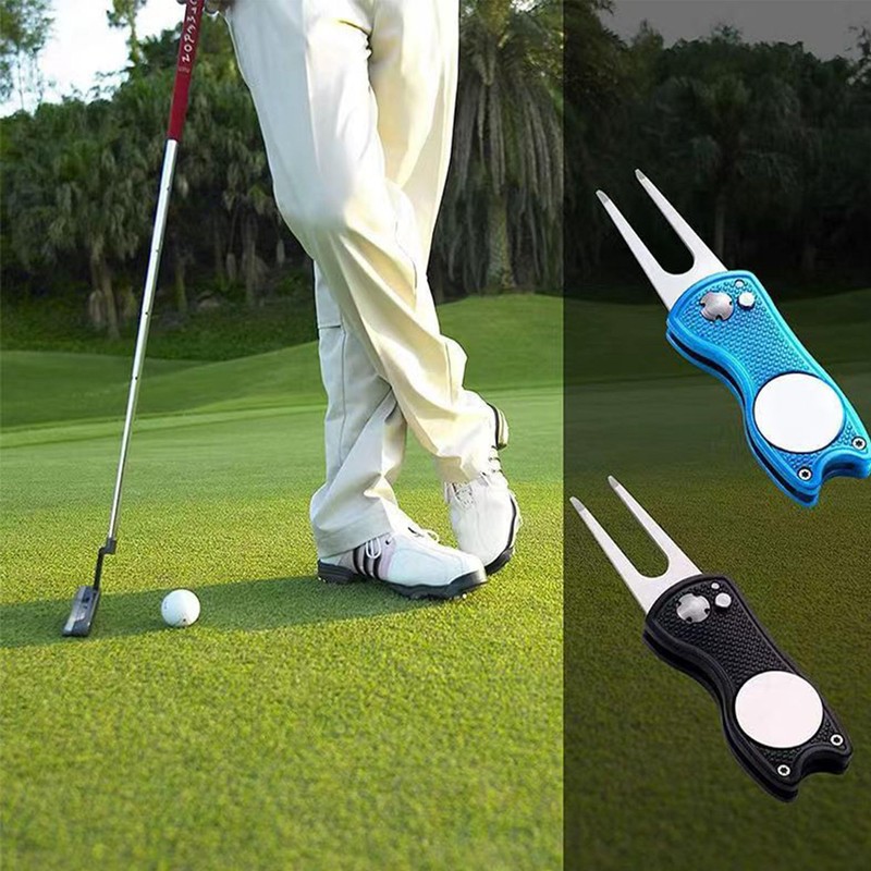 FGXY 2 Pieces Golf Folding Divot Fork, Switchblade, Golf Divot