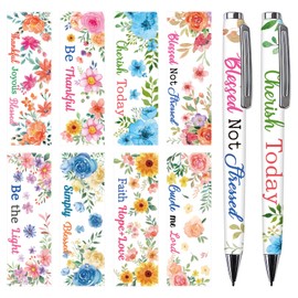 JarThenaAMCS - 40 hojas cristianas para bolígrafos UV, con citas inspiradoras, calcomanías de transferencia floral, impermeables, para manualidades, suministros