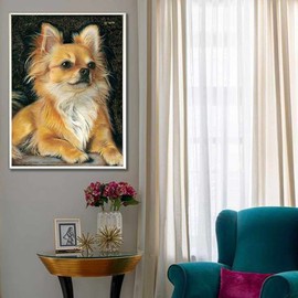 5D Diamond Art Painting Diamond Art Chihuahua Puppy Cute Animal Mosaic Art DIY Craft Kit Diamond Beads Painting Kit Popular Handmade Art Decoration for Adults, Kids, Beginners Bead Art 30X40cm