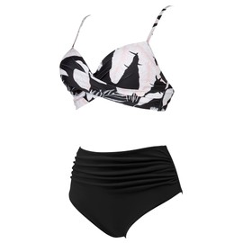 RXRXCOCO High Waisted Bikini Set Push Up Bikini Top with Tummy Control Bikini Padded Bikini 2 Piece Size XL=14-16