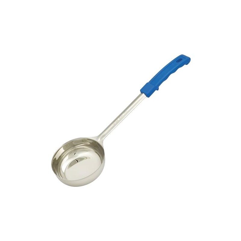 Genware SPD8-S Stainless Steel Solid Spoodle with Plastic Handle, Blue,