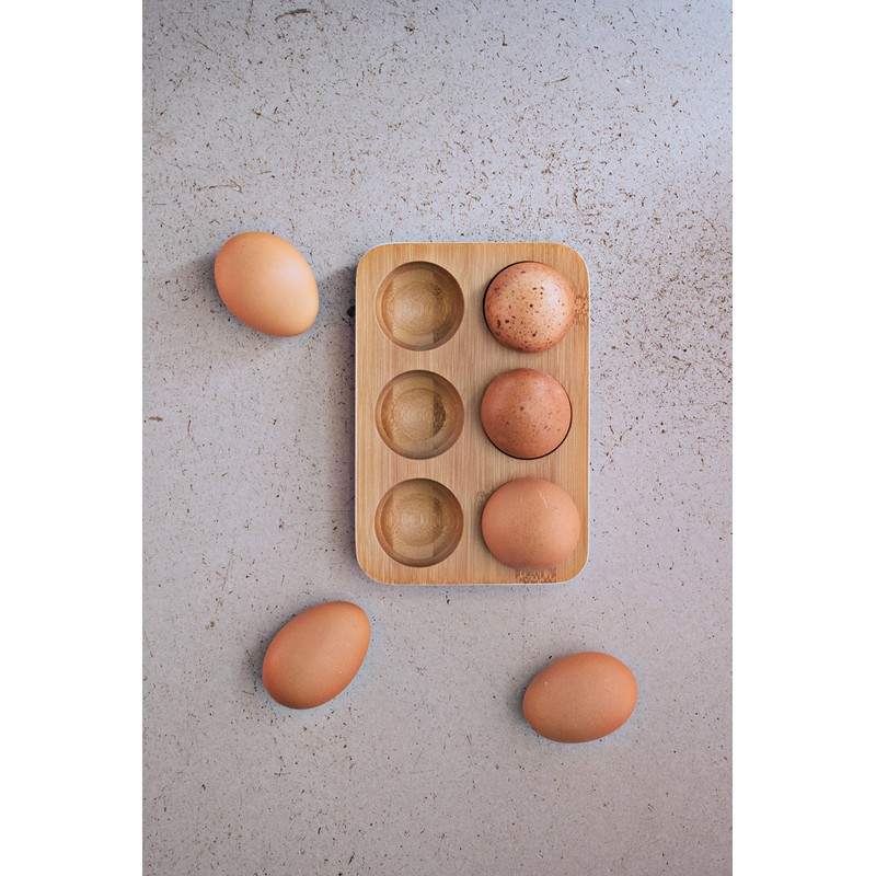Pebbly NBA108 Egg Tray, Bamboo, White, 17 x 12 x