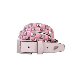 Lowlife Dub Studded Leather Belt in White Pink