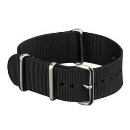Nato Watch Strap 22mm Nylon Watches Band Replacement Watchband for Men Black Belt With Silver Heavy Duty Buckle by Infantry