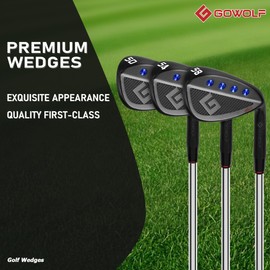 Gowolf Golf Wedges 50, 54, 58 Sets for Men, Premium Forged Full Face Golf Wedges Right Hand, Golf Gap Wedges Sand Wedge Lob Wedge, Golf Clubs CNC Milled Face for More Spin - Great Golf Gifts (Black)
