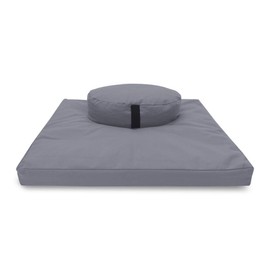 Bean Products Zafu & Zabuton Meditation Cushion, Round, Cotton Stone Gray - Filled with Natural Cotton & Buckwheat